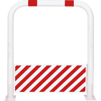 K.57 Schutzbügel mit Unterfahrschutz,425mm, z.Aufdüb., rot/weiß, Stahl,1000x1150mm