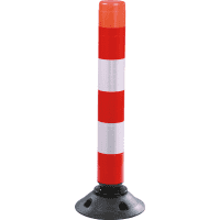 Absperrpfosten FlexPin, mit Zylinderfuß, überfahrbar, rot/weiß, Kunststoff,760mm
