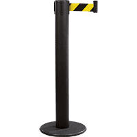 RS-GUIDESYSTEMS Gurtpfosten Indoor, schwarz, Stahl, Gurt ge/s schraffiert,50mm,9m
