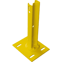 Sigma-Stahlpfosten für Stahlschutzplanke Typ B, mit Fußplatte, gelb, Höhe 515 mm