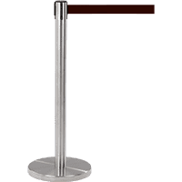 Gurtabsperrpfosten, Edelstahl gebürstet, Ø 65mm, Gurt schwarz, 2,3m, H 990mm