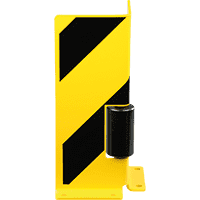 Eckanfahrschutz L-Form mit Leitrolle, DGUV Regel 108-007, gelb/schwarz, Stahl,400mm