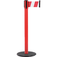 RS-GUIDESYSTEMS Gurtpfosten Indoor, rot, KU, Gurt r/w schraffiert,100mm,3,8m