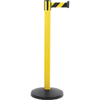 Gurtpfosten, gelb, Stahl, Gurt gelb/schwarz schraffiert, 50mm, 4m, 11kg