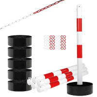 K.57 Kettenständer-Set MultiFILL,6 Pfosten,6 Füße,10m Stahlk.rot/weiß,20 S-Haken
