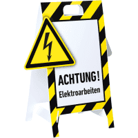 Warnaufsteller 3D-Optik, Achtung! Elektroarbeiten, Kunststoff,480x650mm,300g