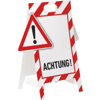Aufsteller Achtung!, 3D-Optik, rot/weiß, Kunststoff, 480x650mm, 300g