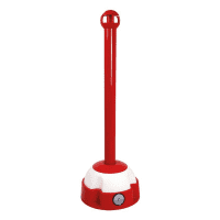 Absperrpfosten Mark, mit 4 Ösen-Kopf, ungefüllt, rot/weiß,970x60 mm, Sockel Ø330mm