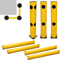 K.57 Eckschutz-Set 90°,1 Meter,2 Anf.-/Endpf.,1 Eckpfosten,4x 1m Planken, Befest.