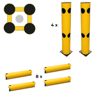 K.57 Säulen-Schutz-Set,500mm,4 Eckpfosten,8 Planken 500mm, Befestigungsmaterial