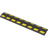 Tempo-Stopp-Schwellen, lang, Mittelteil, schwarz/gelb, Gummi, 1800x300x75mm