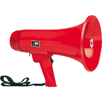 Handmegafon Typ A, mit Sirene, max. 10 W, rot, ABS-Kunststoff, 1kg