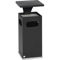 Ascher mit Abfallbehälter B 32, grau, Stahlblech, 38 l, inkl. Montagematerial