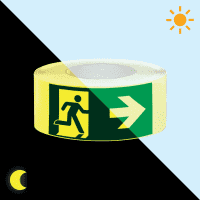 PERMALIGHT® power Klebeband, Pikto Rettungsweg rechts, Folie, 50mm, 25m/Rolle