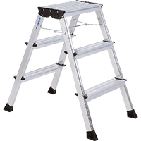 KRAUSE Klapptritt Rolly,2x3 Stufen, EN 14183, Arbeitshöhe 2,65m, alu,650mm,3kg