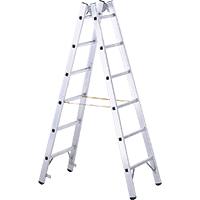 ZARGES Sprossen-Stehleiter,2x8 Sprossen, Arbeitshöhe 3,55m, Aluminium,236x59x14cm
