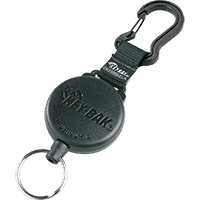 Key-Bak mit Karabiner, ausziehbares Kevlarseil, schwarz, Kunststoff Seillänge 120cm