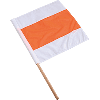 Warnflagge, weiß/orange/weiß, Polyester, 500x500mm, 800mm Holzstiel, Ø 22mm
