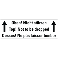 Hinweisetikett Oben! Nicht..,3-spr, weiß, Haftpapier, perm.,147x50mm,250/Rolle