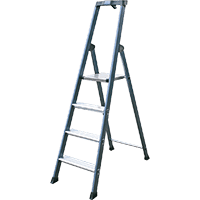 KRAUSE Stufen-Stehleiter, EN 131, eloxiert, 4 Stufen, Arbeitshöhe 2,85m, 4,4kg