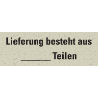 Hinweisetikett Lieferung besteht..., weiß, Primärfaser-Graspapier,147x50mm,6/Bogen
