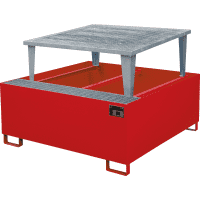BAUER Stahl-Auffangwanne IBC, rot lackiert (RAL 3000),1460x1083x1460mm, 194kg