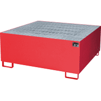 BAUER Stahl-Auffangwanne IBC, rot lackiert (RAL 3000),1460x620x1460mm, 180kg
