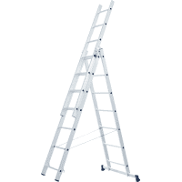 WERNER® Mehrzweckleiter, 3-teilig, 3x7 Sprossen, Aluminium, AH 4,94m, 10,4kg