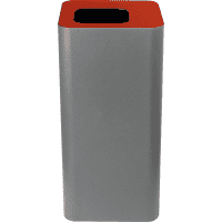 Abfallbehälter pure Essential, mit rotem Deckel, grau, Stahlblech, 100 Liter