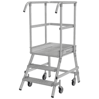 KRAUSE® Podestleiter, EN 131, einseitig begehbar, fahrbar, 3 Stufen