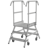 KRAUSE® Podestleiter, EN 131, beidseitig begehbar, fahrbar, 2x3 Stufen