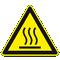 Warnschild Warnung vor heißer Oberfläche, ASR/ISO, Folie, selbstklebend, Schenkellänge 100mm Bild 1