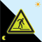 PERMALIGHT® power Bodenz. Warn. Stufe n.unten, R10, Boden.folie, fluoresz, Schenkellänge 300mm Bild 1