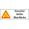 Thermo-Warnschilder, Vorsicht Heiße Oberfläche, ASR/ISO, Folie, temperaturg, 210x74mm Bild 1