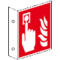 Brandschutz- Fahnenschild Brandmelder, ASR / ISO, Kunststoff, 200 x 200mm Bild 1