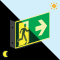 PERMALIGHT® power Fahnenschild Rettungswegzeichen rechts/links, ASR/ISO, Kunststoff, 300x150mm Bild 1