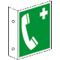 Rettungs-Fahnenschild Notruftelefon, doppelseitig, ASR/ISO, Kunststoff, 200x200mm Bild 1