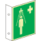PERMALIGHT® power Rettungs-Fahnenschild Notdusche, doppelseitig, ASR/ISO, Kunststoff, 200x200mm Bild 2