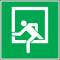 Rettungszeichen Notausstieg, ASR / ISO, Folie, selbstklebend, 200 x 200mm Bild 1