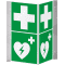 Rettungs- Nasenschild Erste Hilfe und Defibrillator, Kunststoff, 200 x 400mm Bild 1