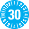 Prüfplakette 30, hellblau, Dokumentenfolie mit Spezialkleber, Ø 15mm, 60 / Bogen Bild 1