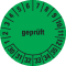 Prüfplakette geprüft 30-35, grün, Dokumentenfolie, Spezialkleber, Ø30mm, 18 / Bogen Bild 1