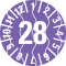 Prüfplakette 28, violett, Sicherheitsfolie, selbstklebend, Ø 15mm, 60 / Bogen Bild 1