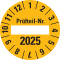 Prüfplakette 2025 Prüfteil-Nr, gelb, Folie, ablösbar, Ø 40mm, 10 / Bogen Bild 1