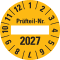 Prüfplakette 2027 Prüfteil-Nr, gelb, Folie, ablösbar, Ø 40mm, 10 / Bogen Bild 1