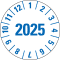 Prüfplakette 2025, weiß, Folie, mit Spezialkleber, Oberflächenschutz, Ø 25mm, 21 / Bogen Bild 1