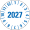 Prüfplakette 2027, weiß, Folie, mit Spezialkleber, Oberflächenschutz, Ø 25mm, 21 / Bogen Bild 1