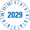 Prüfplakette 2029, weiß, Folie, mit Spezialkleber, Oberflächenschutz, Ø 35mm, 10 / Bogen Bild 1
