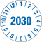 Prüfplakette 2030, weiß, Folie, mit Spezialkleber, Oberflächenschutz, Ø 35mm, 10 / Bogen Bild 1