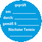 Prüfplakette, geprüft am durch gem.§ Nächster Prüftermin, hellblau, Dokumentenfolie, Ø 30mm, 18 / Bogen Bild 1